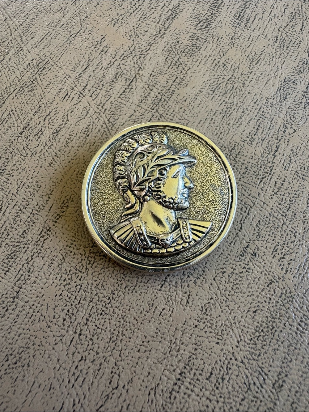 Vintage Sarah Coventry Roman Warrior Medallion Brooch 1975